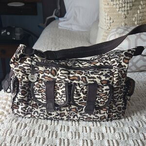 Travelon Leopard Patterned Bag with Black and Orange Accents